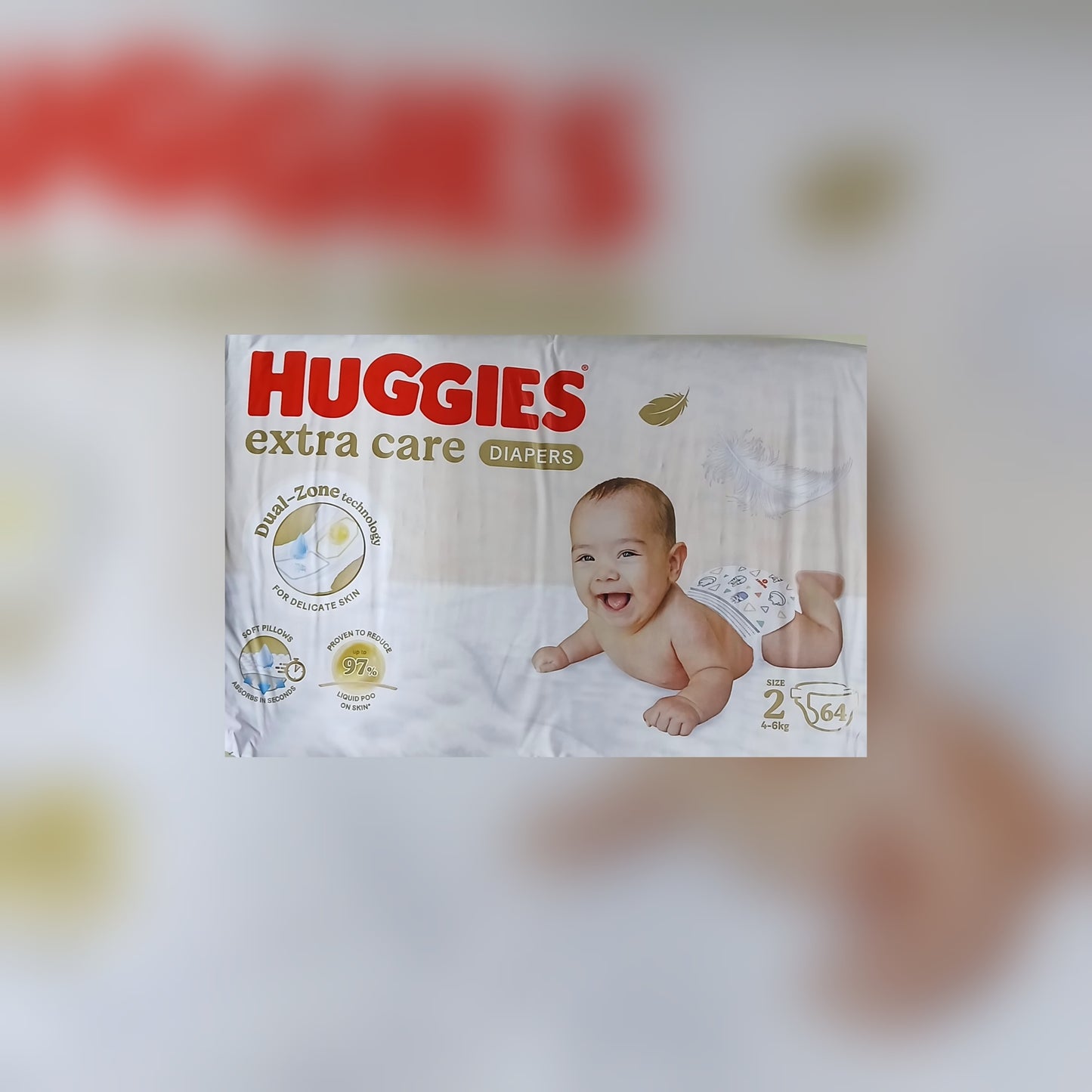 HUGGIES- NEW BORN DIAPERS- VALUE PACK- NO-2- 64'S- 4-6KG