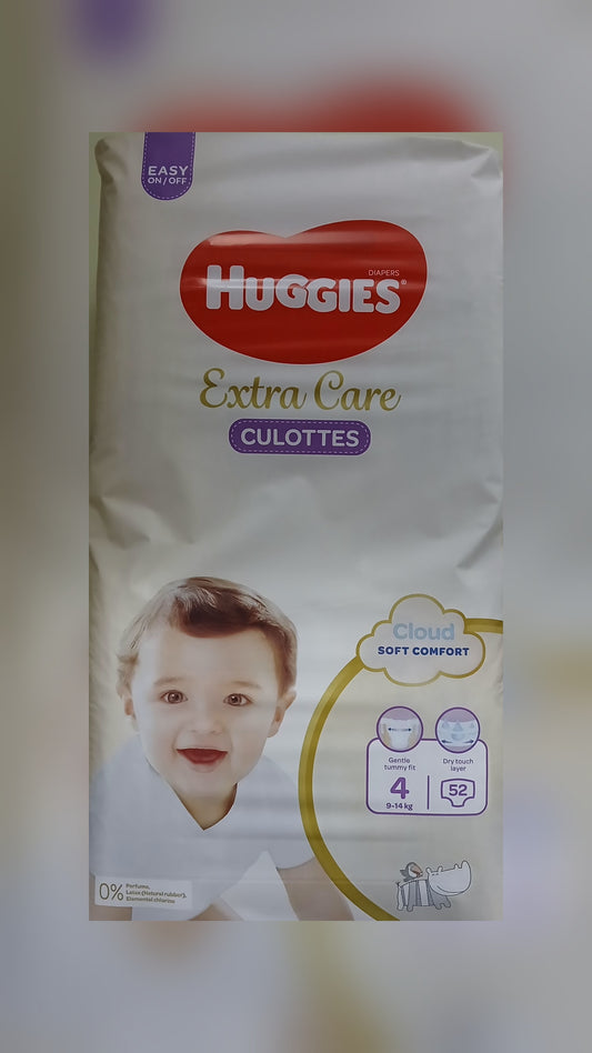 HUGGIES- EXTRA CARE CULOTTES (PULL-ON DIAPER PANTS)- JUMBO PACK- NO-4- 52'S- 9-14 KG