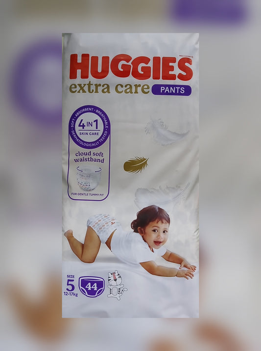 HUGGIES- EXTRA CARE DIAPER PANTS- JUMBO PACK- NO-5- 44'S- 12-17 KG
