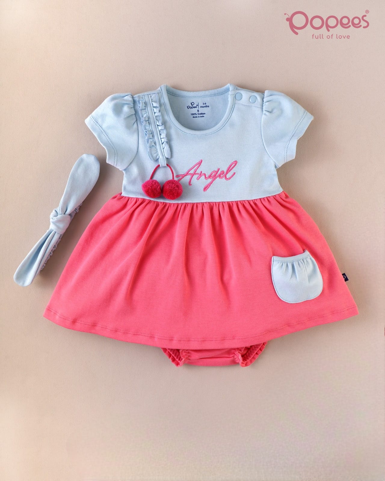 SYNES - A SET OF HALF SLEEVE DRESS, PANTIES & HEADBAND